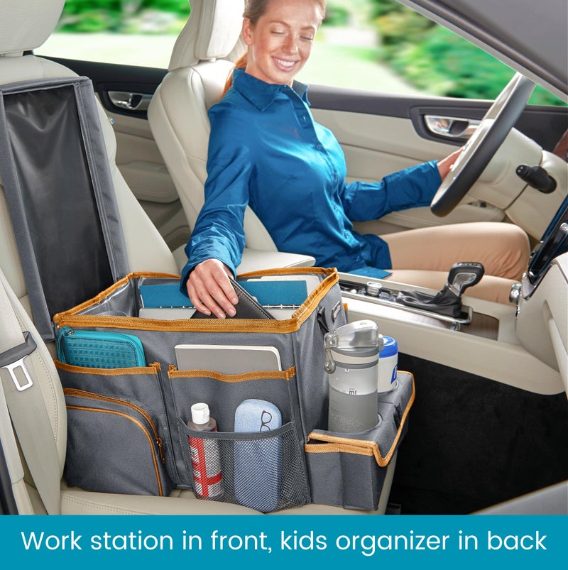 High Road CarHop Car Organizer With Cooler - Back Seat Organizer for Kids or Front Seat Organizer for Drivers with Cup Holder Bin, Tray Top and Storage Pockets - Image 5